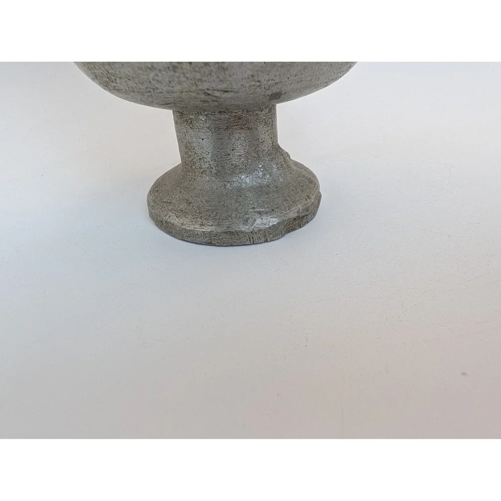 Vintage Cast Aluminum Footed Mortar Pestle Set Silver Rustic Apothecary Kitchen